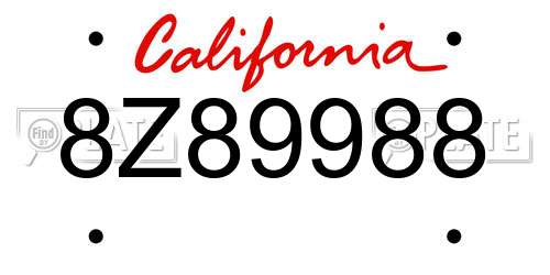 8Z89988 California License Plate