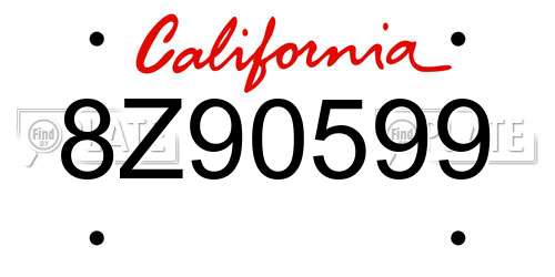 8Z90599 California License Plate