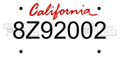 8Z92002 California License Plate
