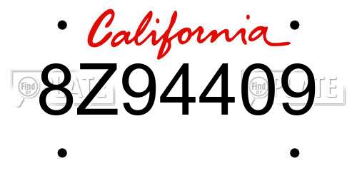 8Z94409 California License Plate