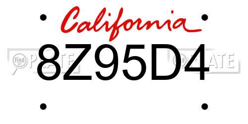8Z95D4 California License Plate