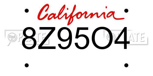 8Z95O4 California License Plate