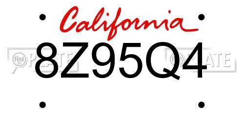 8Z95Q4 California License Plate