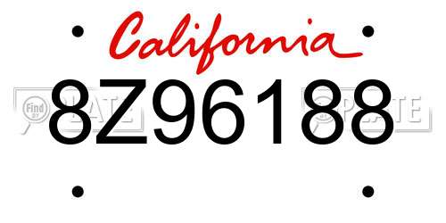 8Z96188 California License Plate