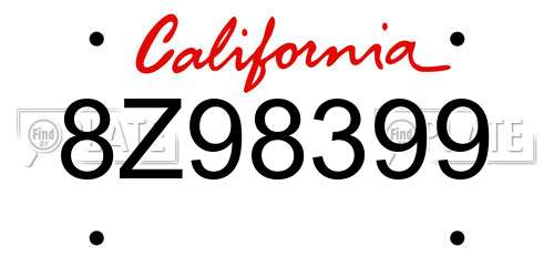 8Z98399 California License Plate
