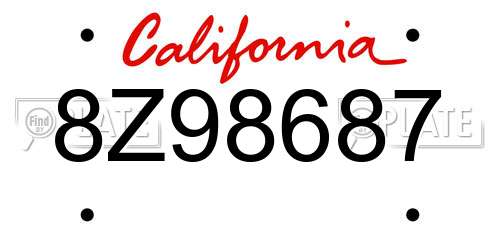 8Z98687 California License Plate