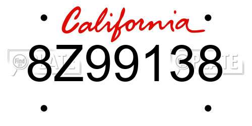 8Z99138 California License Plate