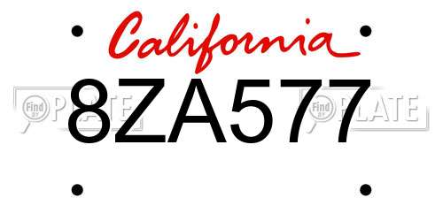 8ZA577 California License Plate