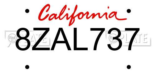 8ZAL737 California License Plate
