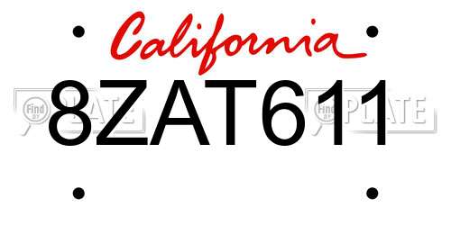 8ZAT611 California License Plate