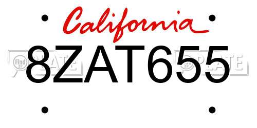 8ZAT655 California License Plate