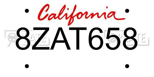 8ZAT658 California License Plate