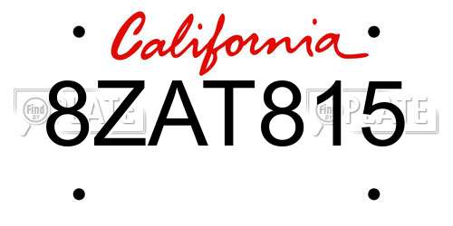 8ZAT815 California License Plate