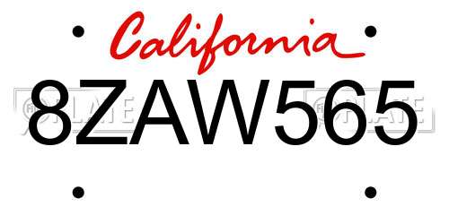 8ZAW565 California License Plate
