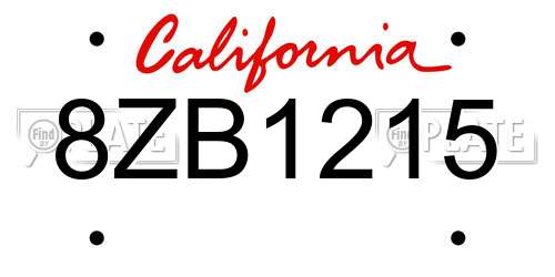 8ZB1215 California License Plate