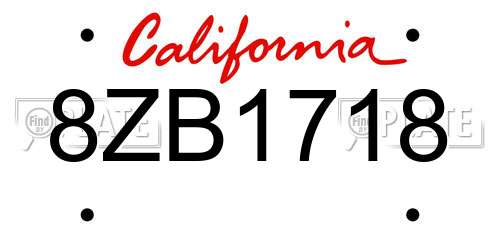 8ZB1718 California License Plate