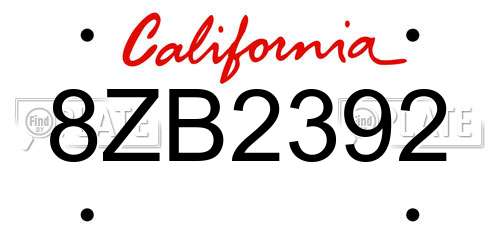 8ZB2392 California License Plate