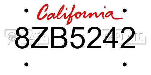 8ZB5242 California License Plate