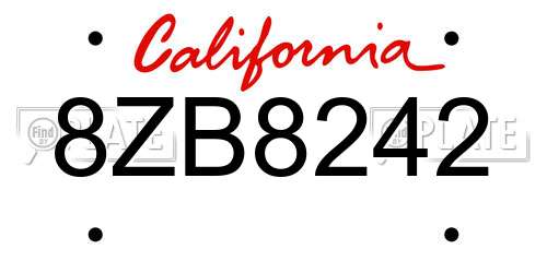8ZB8242 California License Plate