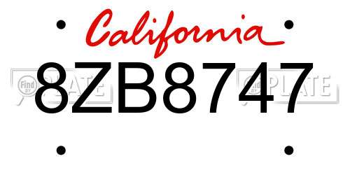 8ZB8747 California License Plate