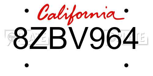 8ZBV964 California License Plate