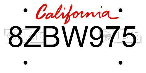8ZBW975 California License Plate
