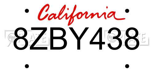 8ZBY438 California License Plate