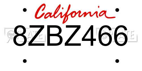 8ZBZ466 California License Plate