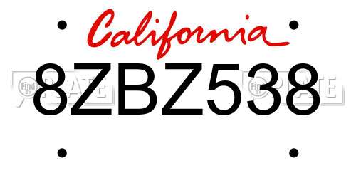 8ZBZ538 California License Plate