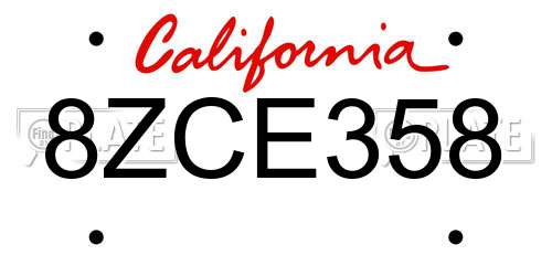 8ZCE358 California License Plate