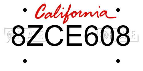 8ZCE608 California License Plate