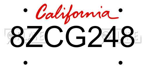 8ZCG248 California License Plate