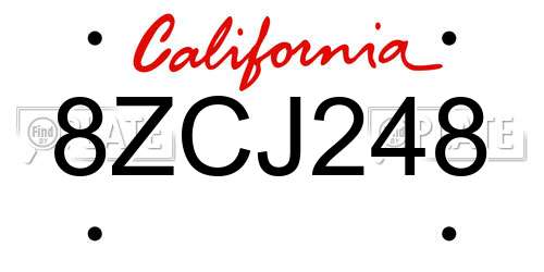 8ZCJ248 California License Plate