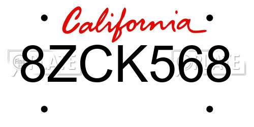 8ZCK568 California License Plate
