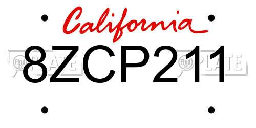 8ZCP211 California License Plate