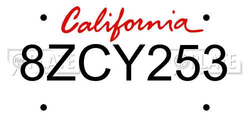 8ZCY253 California License Plate