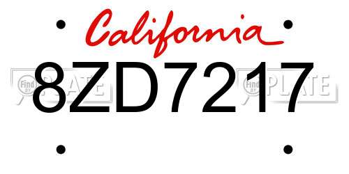 8ZD7217 California License Plate
