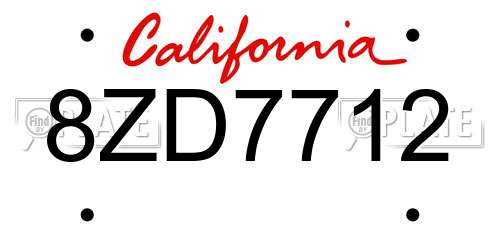 8ZD7712 California License Plate