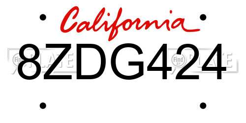 8ZDG424 California License Plate