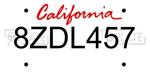 8ZDL457 California License Plate