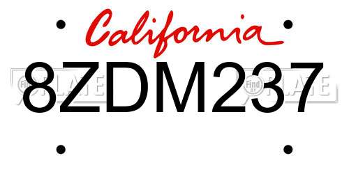 8ZDM237 California License Plate