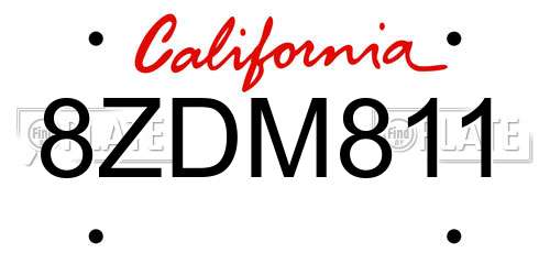 8ZDM811 California License Plate