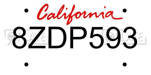 8ZDP593 California License Plate