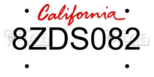 8ZDS082 California License Plate