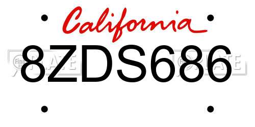 8ZDS686 California License Plate