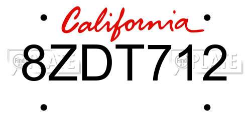 8ZDT712 California License Plate