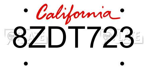 8ZDT723 California License Plate
