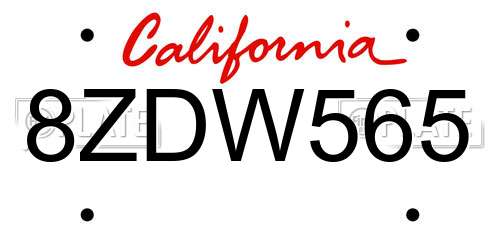 8ZDW565 California License Plate