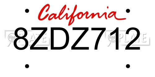 8ZDZ712 California License Plate
