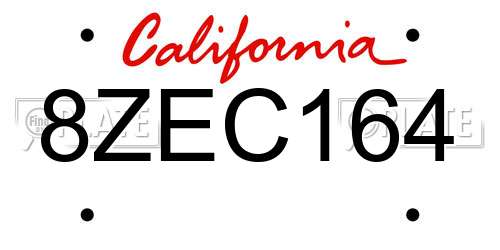 8ZEC164 California License Plate